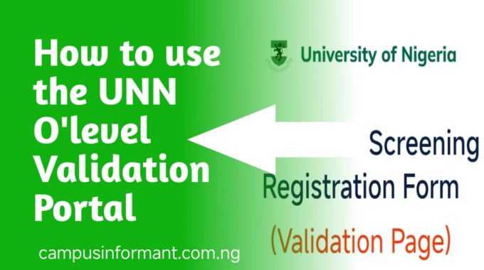 How to Use the UNN Validation Portal for O’Level Result (2025/2026)
