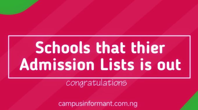 Schools That Have Released 2025/2026 Admission Lists (Updated September 26, 2025)